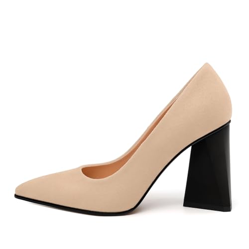 Women's Pumps, Pointed Closed Toe Chunky High Heels, Fashion Solid High Heel Shoes for Women2