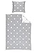 Produktbild Schlafwohl Basic® weiche Microfaser Bettwäsche I Bettbezug im 2er Set I Deckenbezug: 135x200cm I Kissenbezug: 80x80cm I Stars Design I Farbe: Grau