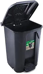 Lixeira Grande 60 Litros Coleta Seletiva Com Rodas, Pedal e Tampa Click - Organicos - Recicláveis - Eco (Eco Friendly Preta)