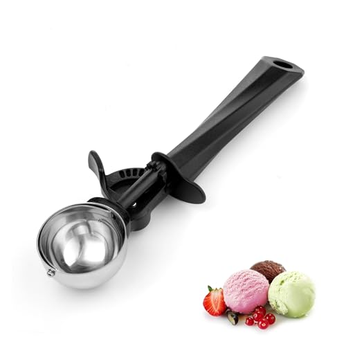 Porzionatore per Gelato in Acciaio Inox da 40 ml, con Grilletto e Impugnatura Ergonomica, Cucchiaio Multiuso per Ghiaccio, Melone e Dolci