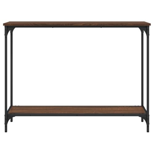 Mesa consola de entrada para pasillo y salón con patas ajustables marrón efecto roble 5