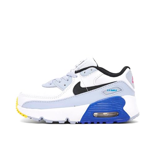 Nike Air Max 90 LTR Infant/Toddler Shoes Size 6, Color: White/Black/Blue Whisper-White