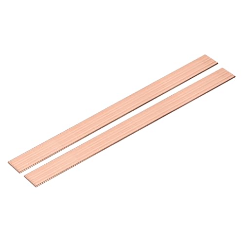 QUARKZMAN 2 Stück Kupfer Flachstange 0.04 x 0.6 x 13 C110 Massiv Kupfer Bus Bar Stock Platte Massiv Metall Bleche Für DIY Basteln Reparaturen Elektrik (1mm x 15mm x 330mm)
