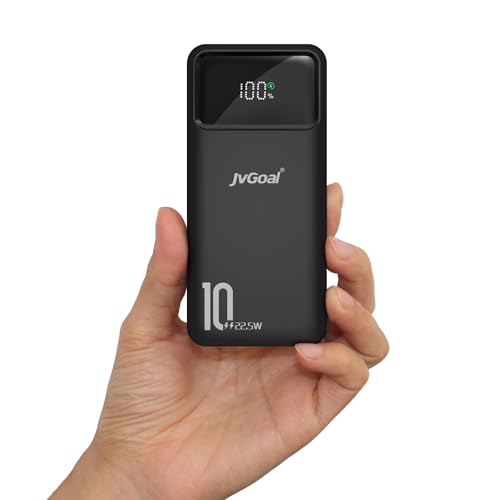 JVGoal Power Bank Fast Charging 10000mAh, 22.5W Portable Charger PD3.0 QC4.0 USB C Input & Output, Phone Battery Pack Compatible with iPhone 16 15 Plus Pro Max, iPad, Samsung, Tablet and More (Black)