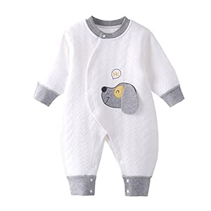 LZEGVO Baby Clothes, Long Sleeves, Coveralls, Thick, Rompers, 100% Cotton, Newborn Clothes, Cotton Filler, Open Front, Thermal, Animal Pattern, Cute, Spring, Autumn, Winter, Baby Shower, Gift, 0 to 12 Months
