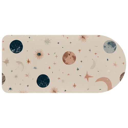 Tapis de souris mignon pastel lunes et étoiles grand format 73x30cm pour clavier
