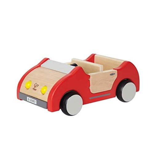 Hape Dollhouse Family Car | Wooden Dolls House Car Toy, Push Vehicle Accessory for Complete Doll House Furniture Set Red, L: 8.9, W: 3.5, H: 5.1 inch