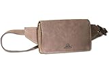 Voll-Lederaustattung Woodland® Kompakte Luxus-Bauchtasche - extrem Flach und aus feinem, naturbelassenem Büffelleder in Dunkelbraun/Taupe