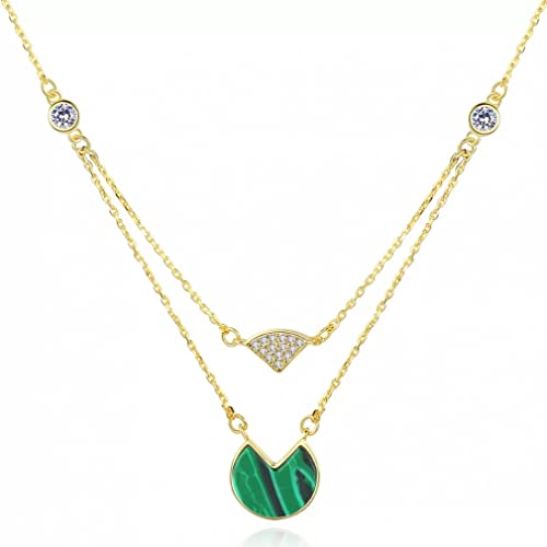 Colliers bijoux pour femmes pur 925 argent sterling et malachite, pendentif vert chic