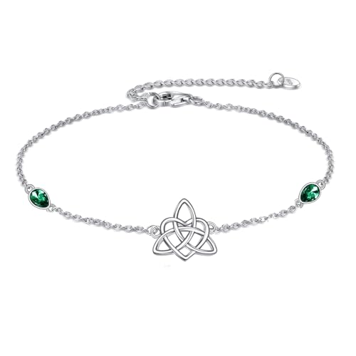 Image of VONALA Evil Eye Anklet 925 Sterling Silver Irish Celtic Knot /Witches Knot /Claddagh /Infinity Heart /Butterfly /Pineapple Chain Hotwife Anklet Foot Ankle Jewerly Gift for Women Mother Wife Sisters