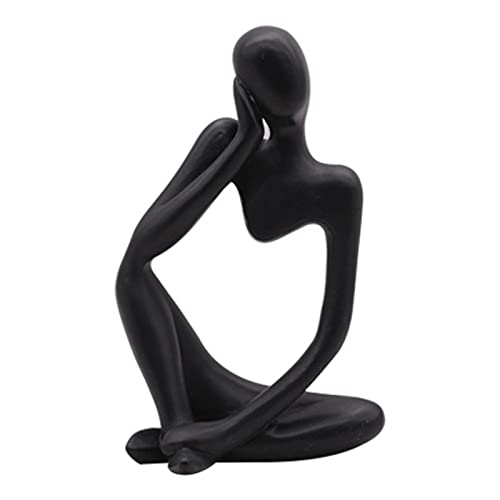Btlesa Denker Skulptur Schwarz Moderne Denker Resin Abstrakt Statue Skulptur Minimalistische Handgemachte Ornament FüR Wohnzimmer Office Desktop Dekoration (Schwarz-B) Cover