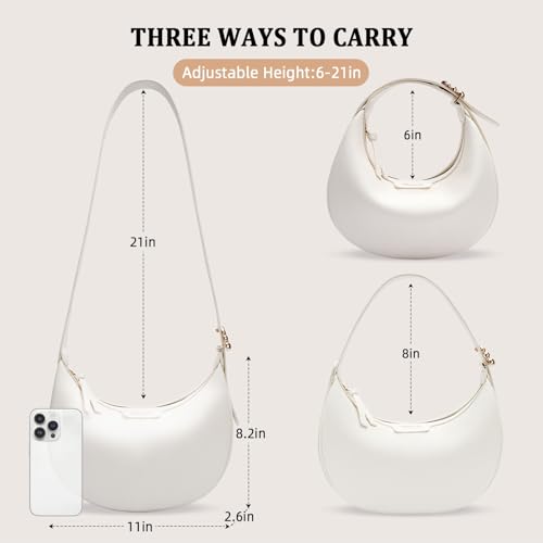 Image of Crescent Shoulder Bag for Women, Small Vegan Leather Crossbody Purse Hobo Handbag with Adjustable Strap for Travel