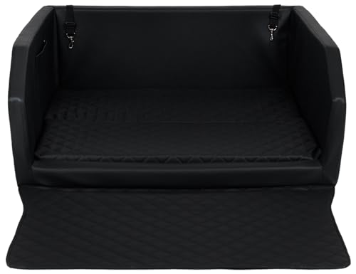 Velinda Trasportino Auto per Cani Materasso Bagagliaio Letto Macchina Cintura 100x70cm (Colore: Nero)
