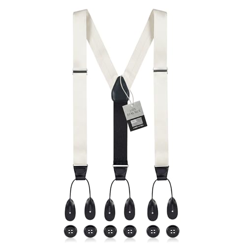 Image of HOLD'EM Tuxedo Suspenders Formal Black 100% Silk Made in USA Button Suspenders for Men Wedding Tux Suspenders for Men