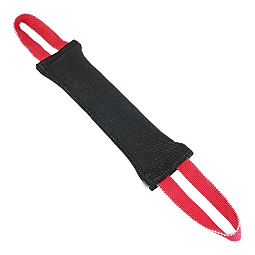 Sprenger Hunde Aportierspielzeug aus Baumwolle I Beisswurst für Zerrspiele I Tauziehen auch für große Hunde, Bringsel Größe L (38 x 10 cm) schwarz/rot
