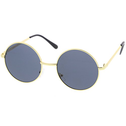 zeroUV Retro Metal Frame Slim Temple Neutral-Colored Lens Round Sunglasses 51mm2