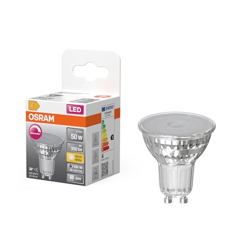 Osram Riflettore Spot Led Superstar Par16 50 Dimmerabile, 2700 K Bianco Caldo, 3,7 W, Gu10, 36°, 350 Lm, 15.000 H, Per Faretti, Illuminazione D'Accent
