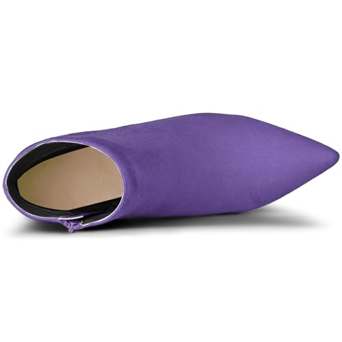 Allegra K Women's Pointed Toe Zip Stiletto Kitten Heel Ankle Booties4