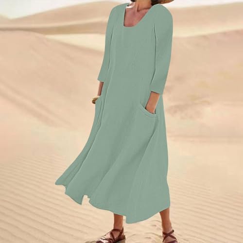 Robe longue tendance manche 3/4 et coupe ample décontractée