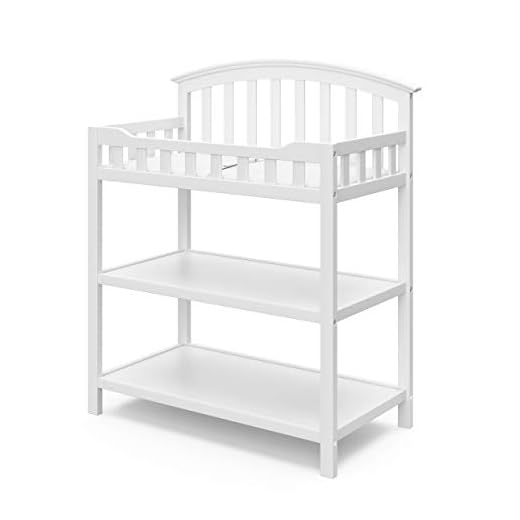 Graco Changing Table with Water-Resistant Change Pad and Safety Strap, White, Multi Storage Nursery Changing Table for Infants or Babies