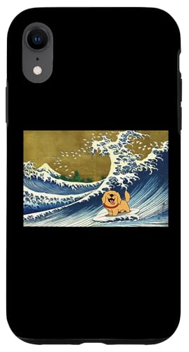 Funny Retro Vintage Surfing A Wave Golden Retriever Lover �X�}�z�P�[�X iPhone XR �p