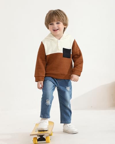 NZRVAWS Toddler Baby Boy Clothes 6 12 18 24 Months Long Sleeve Hoodie Sweatshirt Fall Winter 2-8T Little Boy Outfits3