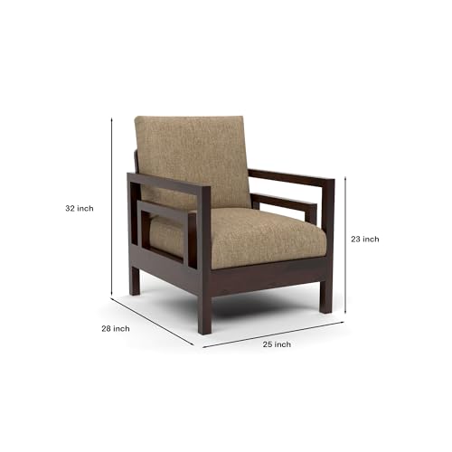 Image of Solid Sheesham Wood 5 Seater Sofa for Living Room | (3+1+1) Five Person Sofa - Stylish & Durable 5 Seater Sofa for Office & Home Furniture (Jake Walnut, 5 Seater)
