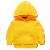 Toddler Sweatshirt Boys Girls Cotton Pullover Hoodie Casual Kids Long Sleeve Solid Fall Winter Hooded Tee Tops Blouse3-4T Yellow 110