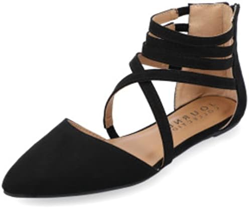 Journee Collection Womens Marlee Caged Flats with Multi Wrap Strap and Back Zipper Entry, Black, 7.5