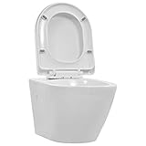 Absenkautomatik vidaXL Wand WC ohne Spülrand Absenkautomatik Spülrandlos Soft Close Sitz Hänge-WC Wand Hänge Toilette Keramik Badezimmer Badmöbel Weiß