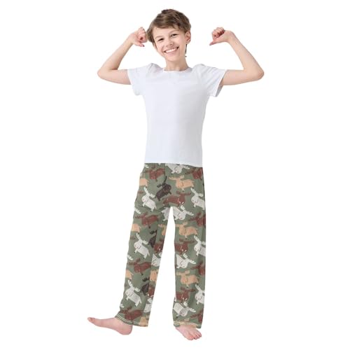 ZZXXB Lovely Deer Boys Long Pants Soft Trousers Elastic Waist Kids Lounge Bottoms with Pockets S-XL2