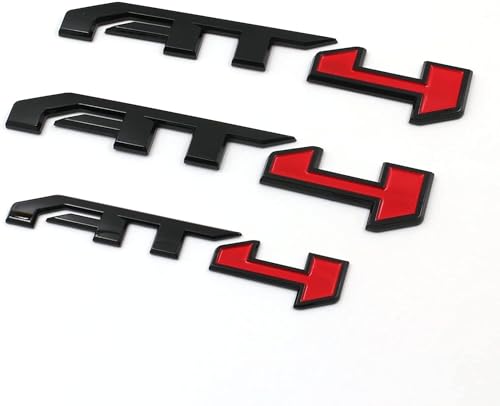 Image of 3Pcs AT4 Emblems Sierra 3D Side Door Rear Tailgate Badge NamePlate Decal with Strong Adhesive 85002068 Replacement for 2019-2023 Canyon Sierra 1500 2500HD 3500HD (Gloss Black Red)