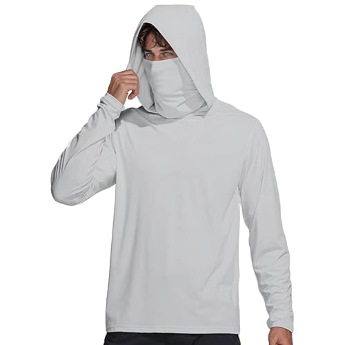 Celanisai Hoodie Herren UV-Schutz Langarm Sonnenjacke Sonnenschutz Jacke mit Maske Schlauchschal UPF 50 Kapuzenpullover Quick Dry Kapuzenshirt Causal Atmungsaktives Rashguard