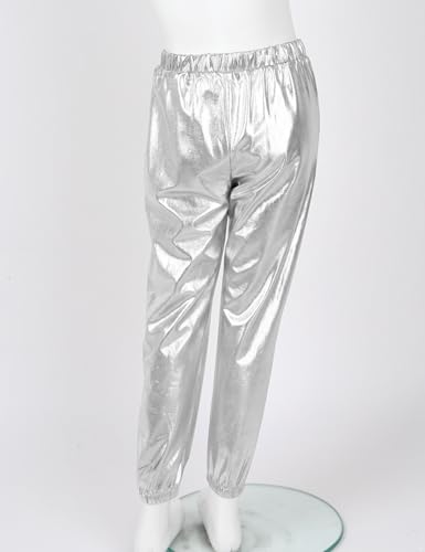 Kids Girls Boys Solid Color Glossy Metallic High Waist Hip Hop Trousers Classic Fashion Punk Pants4