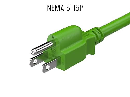Cable Leader 2Ft 18 Awg Universal Power Cord Iec320 C13 To Nema 5-15P, Green #TOP3