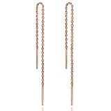 bellitia jewelry orecchini pendenti con filettatura in argento 925 placcato rodio/oro rosa/oro, orecchini a catena lunga per donna orecchini a catenella con nappa a filo, regalo di anniversario