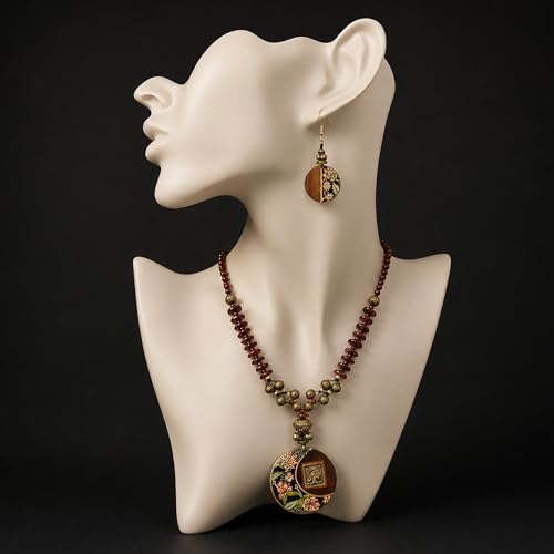 Image of AAKRITI ART CREATIONS Handcrafted Women's Jewelry Set - Ethnic Necklace and Earrings, Fashion Accessories for Special Occasions & Celebrations