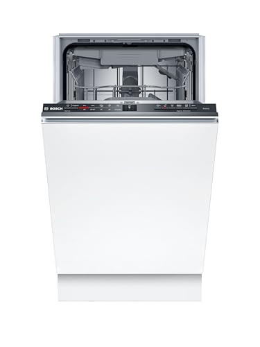 Bosch SPV2HMX42E, Serie 2, Smarter Geschirrspüler Vollintegriert, 45 cm breit, Besteckschublade, extra Trocknung auf Knopfdruck, höhenverstellbarer Oberkorb, leiser und effizienter Motor, mit aquaStop