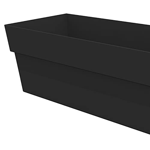 Bloem Finley Deck Rail Rectangle Planter: 24" - Black - Matte Finish, Fits Rail Sizes 3"-6", 100% Recycled Plastic Box, For Indoor And Outdoor Use, Gardening, 7.5 Gallon Capacity #TOP5