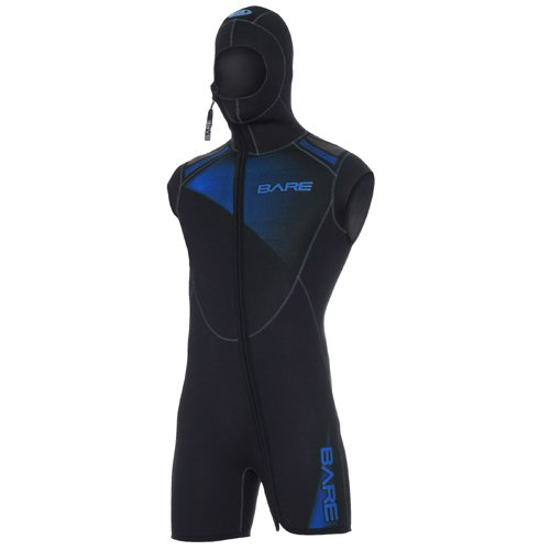 Bare 5mm Sport, Men's Wetsuit Hooded Vest Size MLTALL, (Black and Blue)