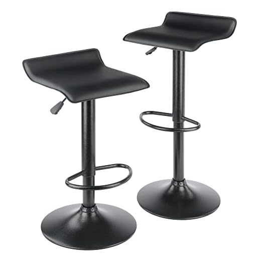 Obsidian Adjustable Swivel Stools, 2-Pc Set, Black