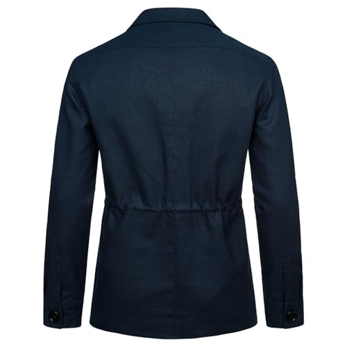 Mens Casual Linen Cargo Jackets Multi Pocket Utility Safari Jackets Lightweight Work Coats Button Down Overshirts3