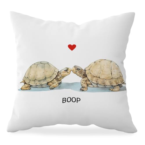 HONLUNG Regalos para el día de San Valentín, fundas de almohada decorativas con cita de amor, tortugas de animales oceánicos, beso, corazón, 18 x 18 pulgadas, para el hogar rústico, dormitorio, sala