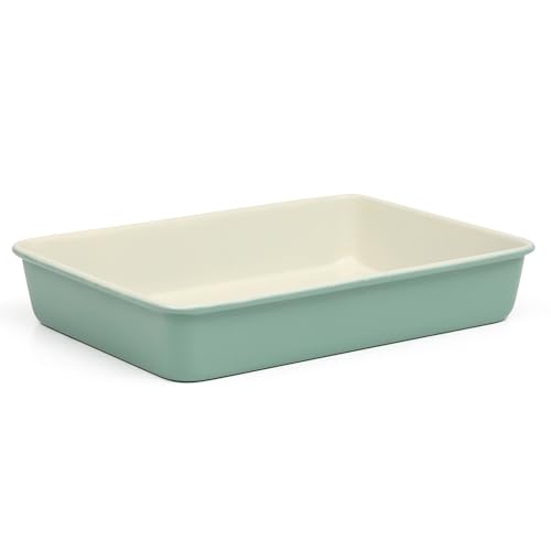 Martha Stewart Gallen 13 x 9 Inch Rectangular Nonstick Carbon Steel Cake and Baking Pan Teal Durable Bakeware for Even Cooking and Easy Release