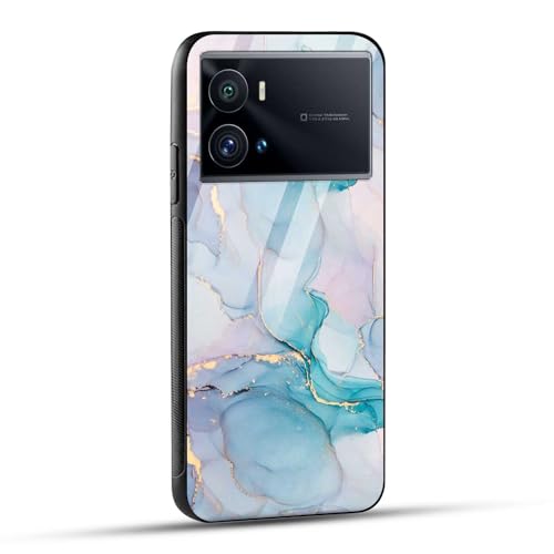 Image of NDCOM for iQOO 9 Pro 5G Back Cover Blue Marble Printed Glass Case