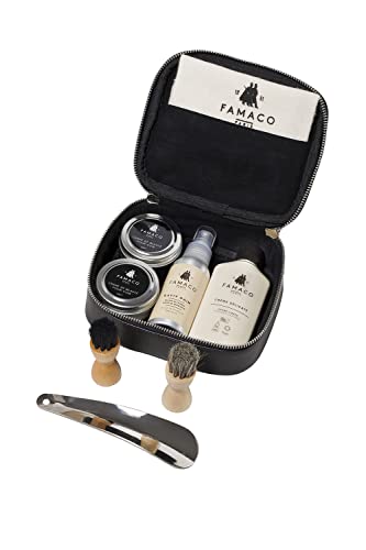 Famaco - TROUSSE EVASION NOIR Kit pour l'Entretien du Cuir - Idéal Cadeau ou pour vos Déplacements -