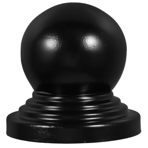 Operitacx Ball Post Cap 3.66 Inch Black Metal Fence Post Caps with Decorative Ball Top for Garden Fences Railings Gate Posts Protective Handrail End Caps Easy to Install