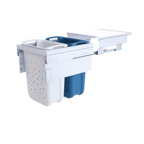Hailo Laundry Carrier 3270461 Panier à linge à 2 compartiments pour armoire inférieure de 45 cm avec façade et système d'extraction 66 l