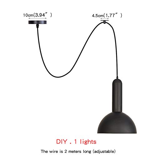 Lámparas Colgantes para Techos Altos con Cable Regulable de Metal Negro 3