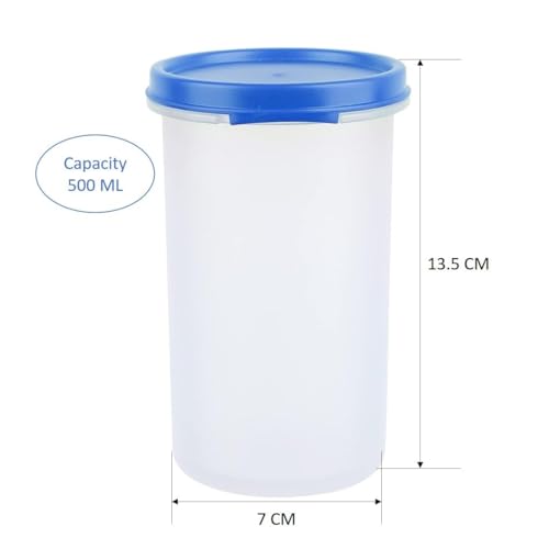 Image of Raawan Plastic Kitchen Storage Containers - Round Storage Container with Removable Lid, Ideal for Fridge, Freezer, and Pantry Organization - 520ML - Pack of 6